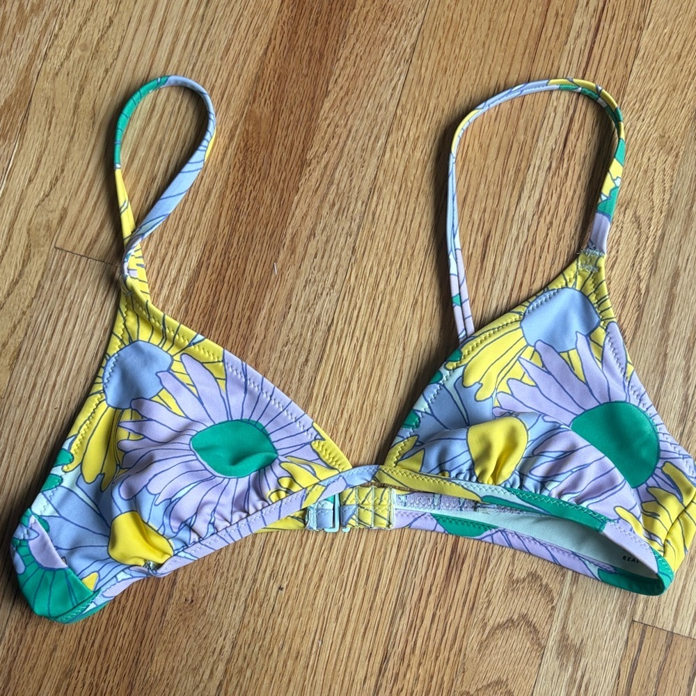 Aerie medium Floral Triangle Bikini Top in Yellow, Green, Lavender